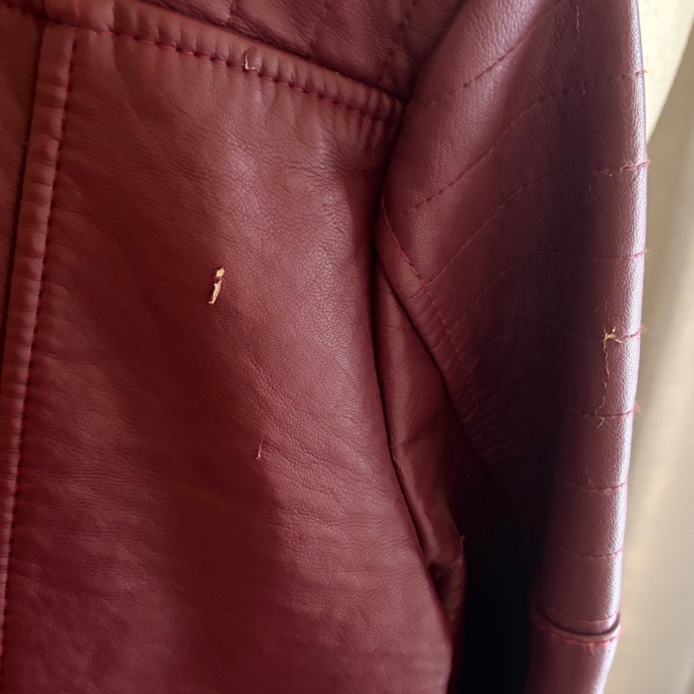 Ashley By 26 International Women's Deep Red Leather Jacket - Picture 3 of 7